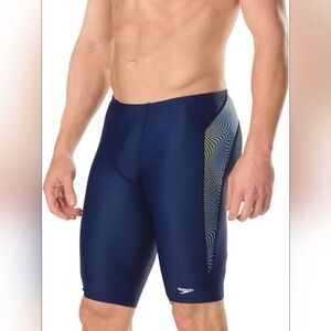 NWT Speedo Men's Blue and Yellow Swim Trunks